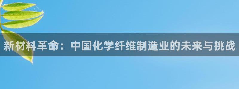 新版彩神v8登录：新材料革命：中国化学纤维制造业的未来与挑战